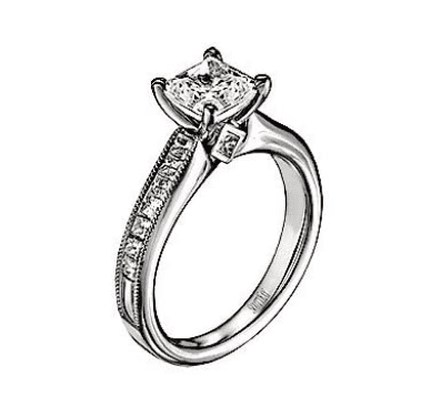 Diamond Channel Set Engagement Ring with Surprise Diamond Accent by MDC Diamonds | White