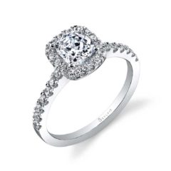 "Chantelle" Cushion Halo Diamond Engagement Ring