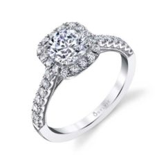 "Diandra" Cushion Halo Diamond Engagement Ring