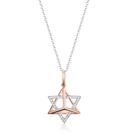 14K Rose Gold Diamond Star of David Necklace